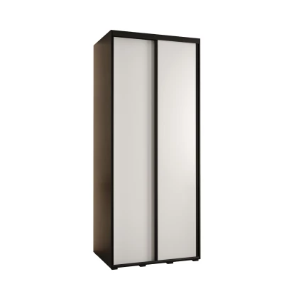 YVONA 1 gardróbszekrény - 100/60 cm, fekete / fehér / fekete