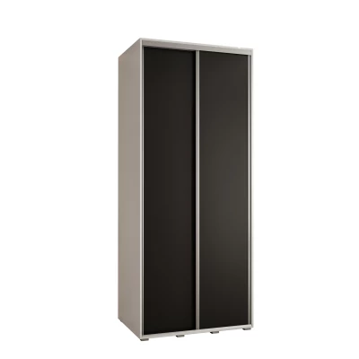 YVONA 1 gardróbszekrény - 100/60 cm, fehér / fekete / ezüst