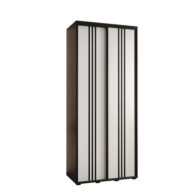 YVONA 6 gardróbszekrény - 100/45 cm, fekete / fehér/ fekete