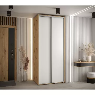YVONA 1 gardróbszekrény - 120/60 cm, artisan tölgy / fehér / ezüst