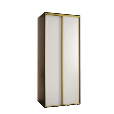 YVONA 1 gardróbszekrény - 120/60 cm, fekete / fehér / arany
