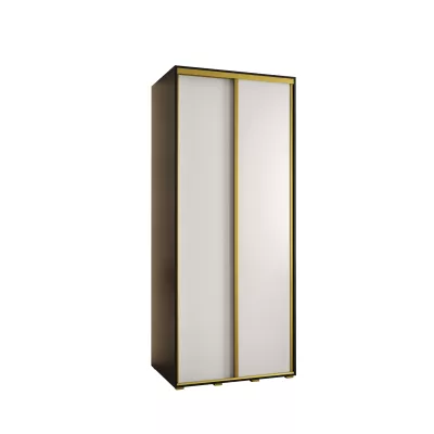 YVONA 1 gardróbszekrény - 120/60 cm, fekete / fehér / arany