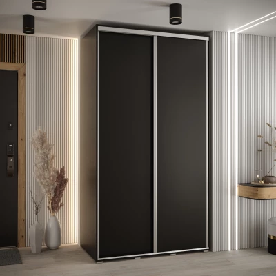 YVONA 1 gardróbszekrény - 130/60 cm, fekete / ezüst