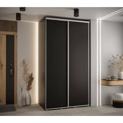 YVONA 1 gardróbszekrény - 130/60 cm, fekete / ezüst