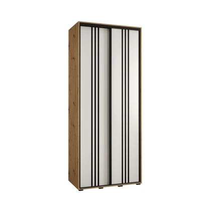 YVONA 6 gardróbszekrény - 120/45 cm, artisan tölgy / fehér / fekete