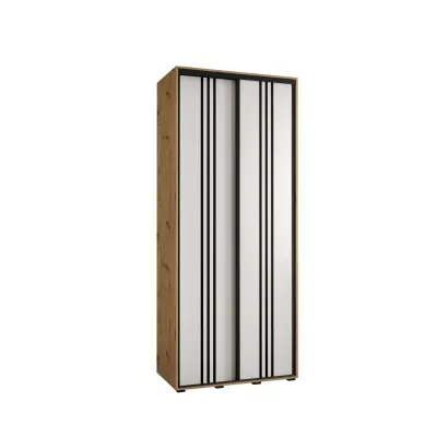 YVONA 6 gardróbszekrény - 120/45 cm, artisan tölgy / fehér / fekete