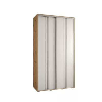 YVONA 6 gardróbszekrény - 130/45 cm, artisan tölgy / fehér / ezüst