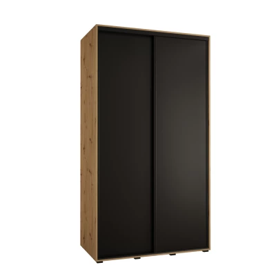 YVONA 1 gardróbszekrény - 140/60 cm, artisan tölgy / fekete / fekete