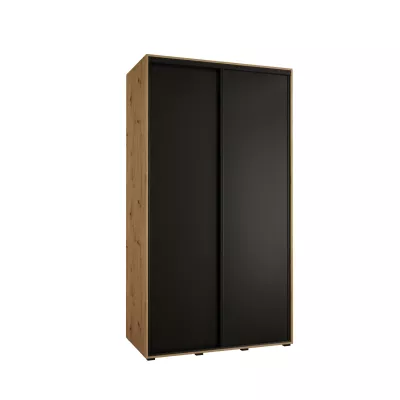 YVONA 1 gardróbszekrény - 140/60 cm, artisan tölgy / fekete / fekete