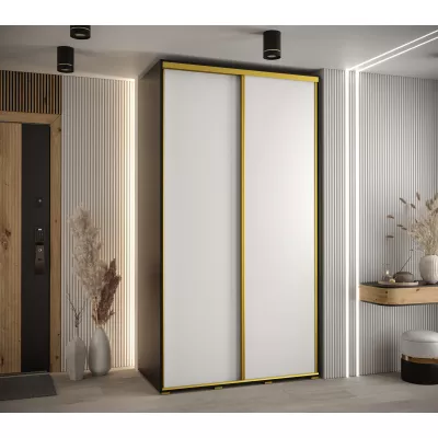YVONA 1 gardróbszekrény - 140/60 cm, fekete / fehér / arany