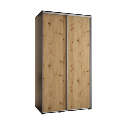 YVONA 1 gardróbszekrény - 140/60 cm, fekete / artisan tölgy / ezüst