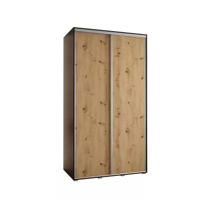 YVONA 1 gardróbszekrény - 140/60 cm, fekete / artisan tölgy / ezüst