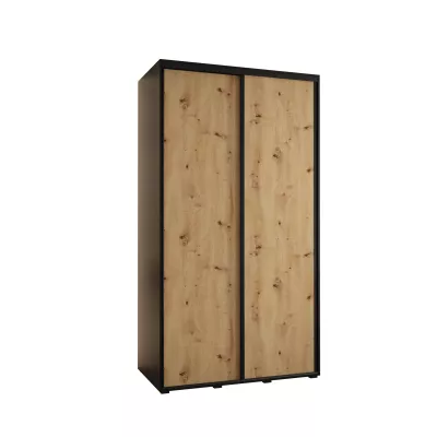 YVONA 1 gardróbszekrény - 140/60 cm, fekete / artisan tölgy / fekete
