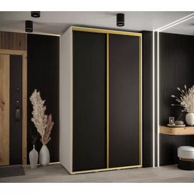 YVONA 1 gardróbszekrény - 140/60 cm, fehér / fekete / arany