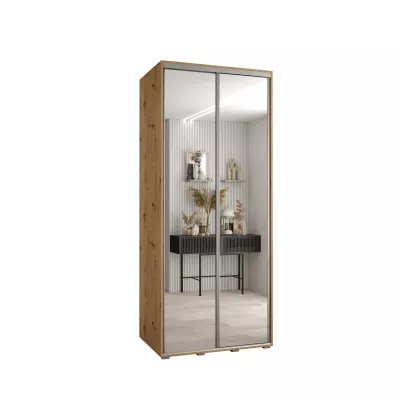 YVONA 2 gardróbszekrény - 100/60 cm, artisan tölgy / ezüst