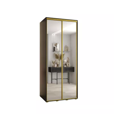 YVONA 2 gardróbszekrény - 100/60 cm, fekete / arany