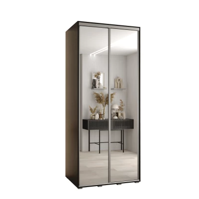 YVONA 2 gardróbszekrény - 100/60 cm, fekete / ezüst