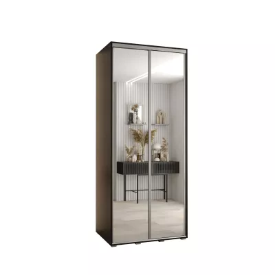 YVONA 2 gardróbszekrény - 100/60 cm, fekete / ezüst