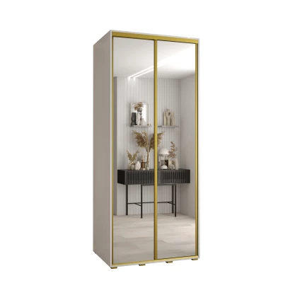 YVONA 2 gardróbszekrény - 100/60 cm, fehér / arany
