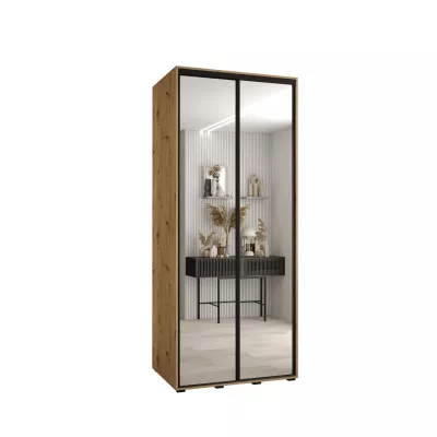 YVONA 2 gardróbszekrény - 120/60 cm, artisan tölgy / fekete