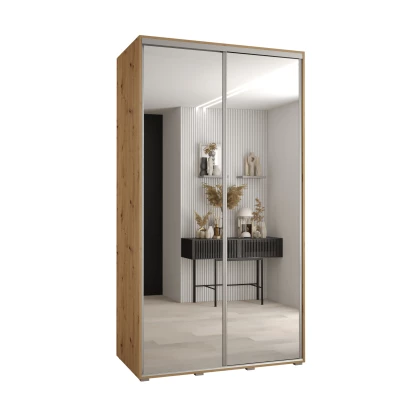 YVONA 2 gardróbszekrény - 130/60 cm, artisan tölgy / ezüst