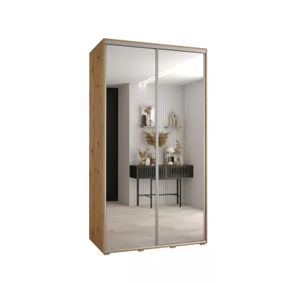 YVONA 2 gardróbszekrény - 130/60 cm, artisan tölgy / ezüst