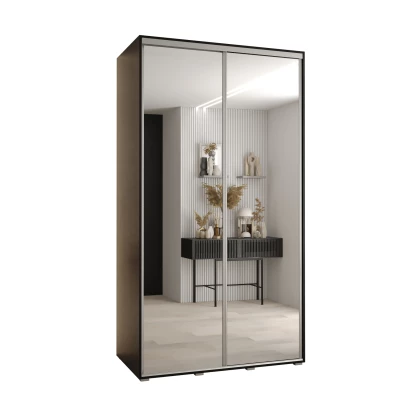 YVONA 2 gardróbszekrény - 130/60 cm, fekete / ezüst