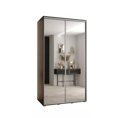 YVONA 2 gardróbszekrény - 130/60 cm, fekete / ezüst
