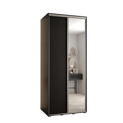 YVONA 3 gardróbszekrény - 100/60 cm, fekete / ezüst