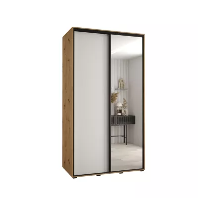 YVONA 3 gardróbszekrény - 140/60 cm, artisan tölgy / fehér / fekete
