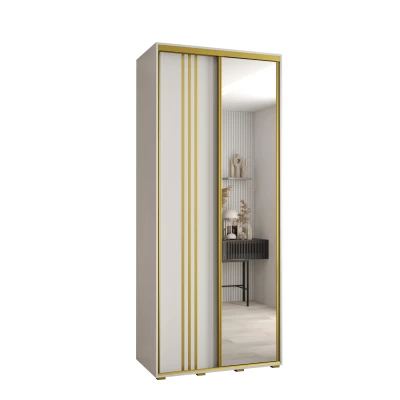 YVONA 7 gardróbszekrény - 110/45 cm, fehér / arany