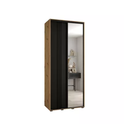 YVONA 7 gardróbszekrény - 120/45 cm, artisan tölgy / fekete / fekete