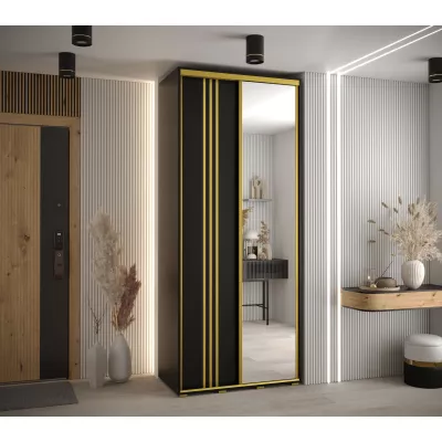 YVONA 7 gardróbszekrény - 120/45 cm, fekete / arany