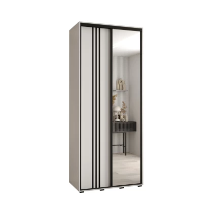 YVONA 7 gardróbszekrény - 120/45 cm, fehér / fekete