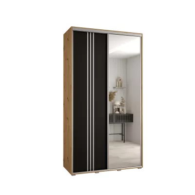 YVONA 7 gardróbszekrény - 130/45 cm, artisan tölgy / fekete / ezüst