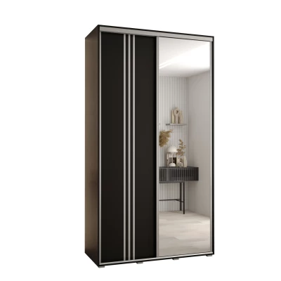 YVONA 7 gardróbszekrény - 130/45 cm, fekete / ezüst
