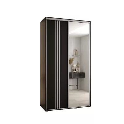 YVONA 7 gardróbszekrény - 130/45 cm, fekete / ezüst