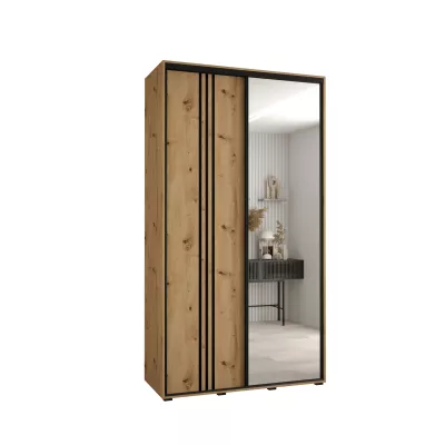 YVONA 7 gardróbszekrény - 140/45 cm, artisan tölgy / fekete