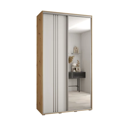 YVONA 7 gardróbszekrény - 140/45 cm, artisan tölgy / fehér / ezüst