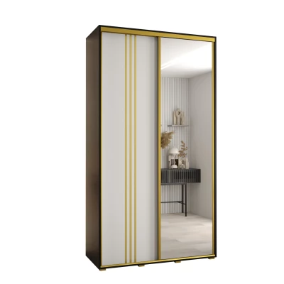 YVONA 7 gardróbszekrény - 140/45 cm, fekete / fehér / arany