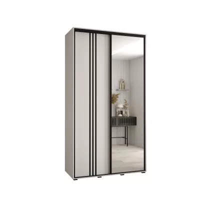 YVONA 7 gardróbszekrény - 140/45 cm, fehér / fekete