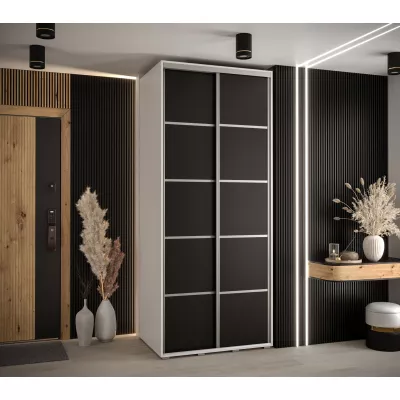 YVONA 4 gardróbszekrény - 100/60 cm, fehér / fekete / ezüst