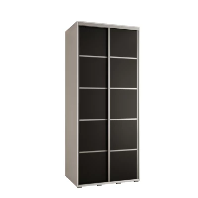 YVONA 4 gardróbszekrény - 100/60 cm, fehér / fekete / ezüst