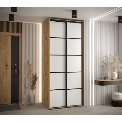 YVONA 4 gardróbszekrény - 110/60 cm, artisan tölgy / fehér / fekete