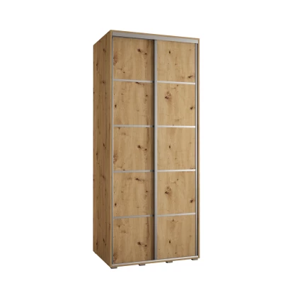 YVONA 4 gardróbszekrény - 120/60 cm, artisan tölgy / ezüst