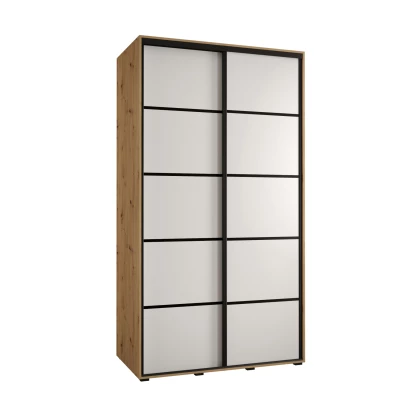 YVONA 4 gardróbszekrény - 130/60 cm, artisan tölgy / fehér / fekete