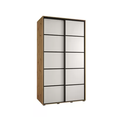 YVONA 4 gardróbszekrény - 130/60 cm, artisan tölgy / fehér / fekete