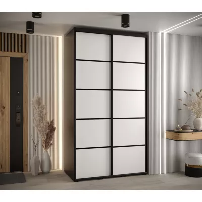YVONA 4 gardróbszekrény - 140/60 cm, fekete / fehér / fekete