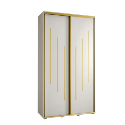 YVONA 8 gardróbszekrény - 130/45 cm, fehér / arany