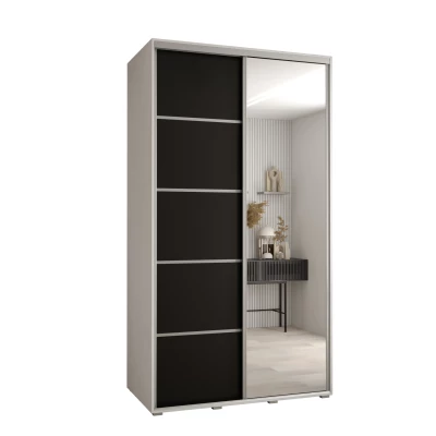 YVONA 5 gardróbszekrény - 140/60 cm, fehér / fekete / ezüst